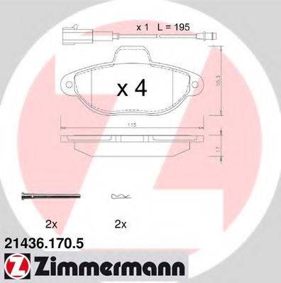 Комплект тормозных колодок, дисковый тормоз ZIMMERMANN 21436.170.5