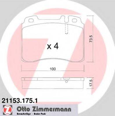 Комплект тормозных колодок, дисковый тормоз ZIMMERMANN 21153.175.1