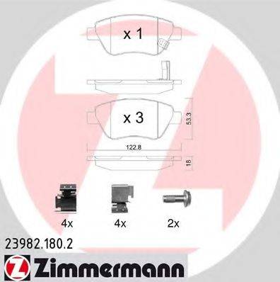 Комплект тормозных колодок, дисковый тормоз ZIMMERMANN 23982.180.2