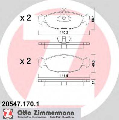 Комплект тормозных колодок, дисковый тормоз ZIMMERMANN 20547.170.1
