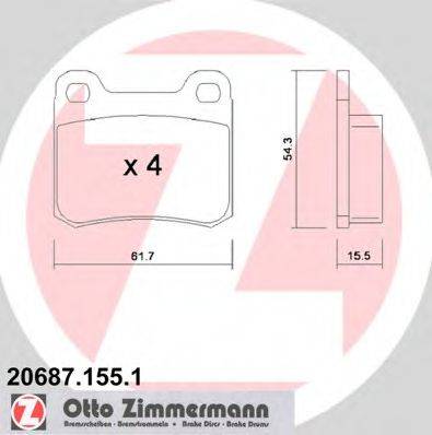Комплект тормозных колодок, дисковый тормоз ZIMMERMANN 20687.155.1