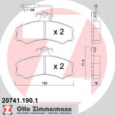 Комплект тормозных колодок, дисковый тормоз ZIMMERMANN 20741.190.1