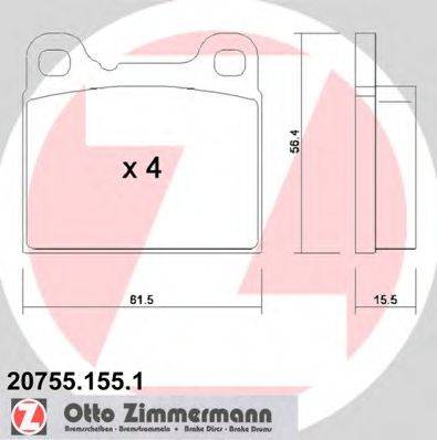 Комплект гальмівних колодок, дискове гальмо ZIMMERMANN 20755.155.1