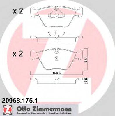 Комплект тормозных колодок, дисковый тормоз ZIMMERMANN 20968.175.1