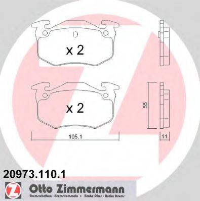 Комплект тормозных колодок, дисковый тормоз ZIMMERMANN 20973.110.1