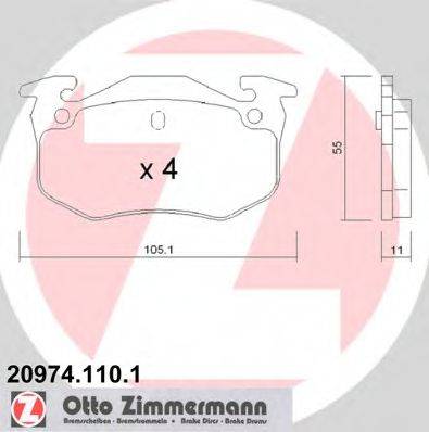 Комплект тормозных колодок, дисковый тормоз ZIMMERMANN 20974.110.1