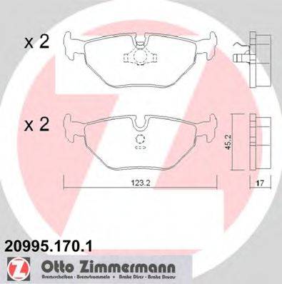 Комплект гальмівних колодок, дискове гальмо ZIMMERMANN 20995.170.1