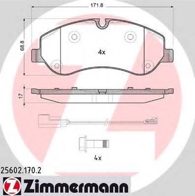 Комплект тормозных колодок, дисковый тормоз ZIMMERMANN 25602.170.2
