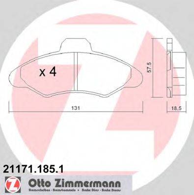 Комплект тормозных колодок, дисковый тормоз ZIMMERMANN 21171.185.1