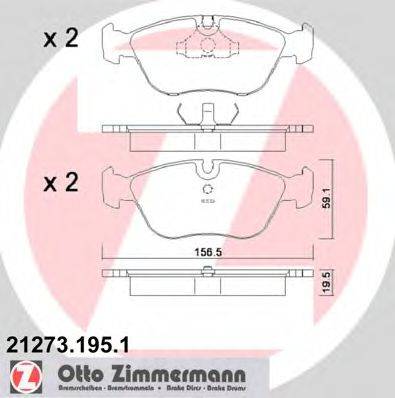 Комплект тормозных колодок, дисковый тормоз ZIMMERMANN 21273.195.1