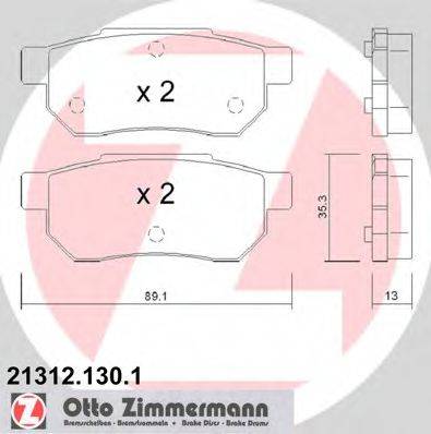 Комплект тормозных колодок, дисковый тормоз ZIMMERMANN 21312.130.1