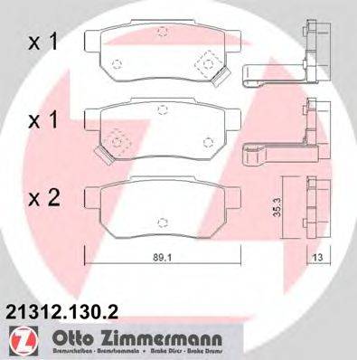 Комплект гальмівних колодок, дискове гальмо ZIMMERMANN 21312.130.2