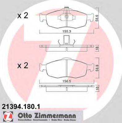 Комплект тормозных колодок, дисковый тормоз ZIMMERMANN 21394.180.1