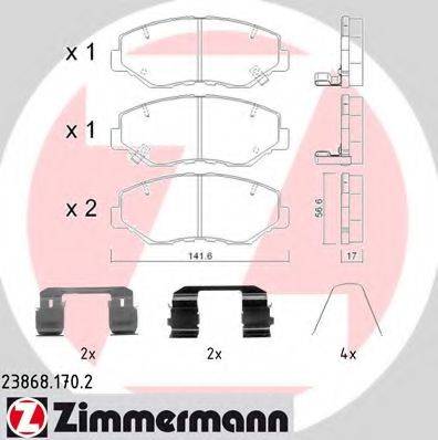 Комплект тормозных колодок, дисковый тормоз ZIMMERMANN 23868.170.2