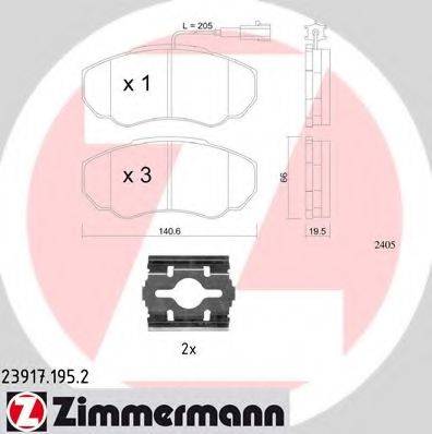 Комплект тормозных колодок, дисковый тормоз ZIMMERMANN 23917.195.2