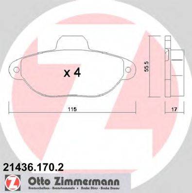 Комплект тормозных колодок, дисковый тормоз ZIMMERMANN 21436.170.2