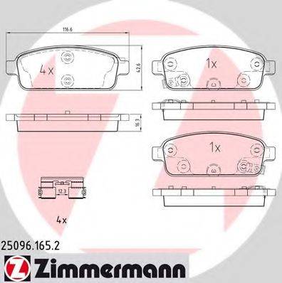 Комплект тормозных колодок, дисковый тормоз ZIMMERMANN 25096.165.2
