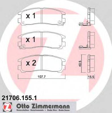 Комплект тормозных колодок, дисковый тормоз ZIMMERMANN 21706.155.1