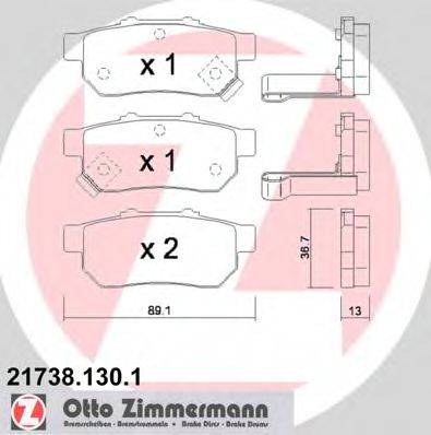 Комплект гальмівних колодок, дискове гальмо ZIMMERMANN 21738.130.1