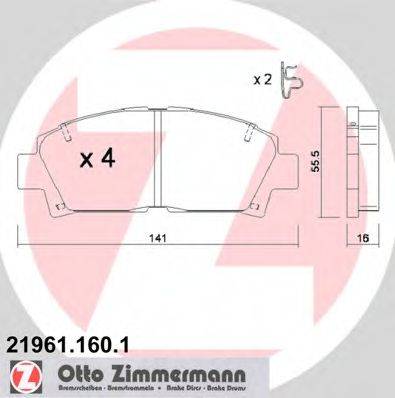 Комплект тормозных колодок, дисковый тормоз ZIMMERMANN 21961.160.1