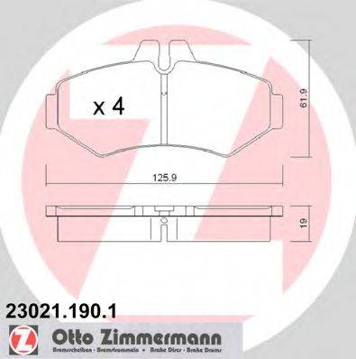 Комплект тормозных колодок, дисковый тормоз ZIMMERMANN 23021.190.1