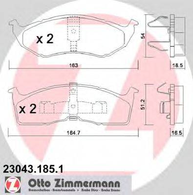 Комплект тормозных колодок, дисковый тормоз ZIMMERMANN 23043.185.1