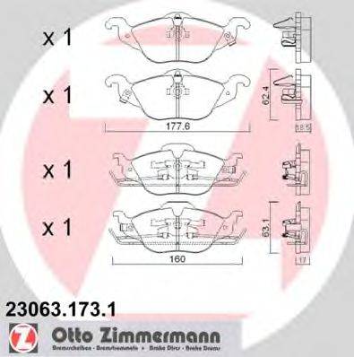 Комплект гальмівних колодок, дискове гальмо ZIMMERMANN 23063.173.1