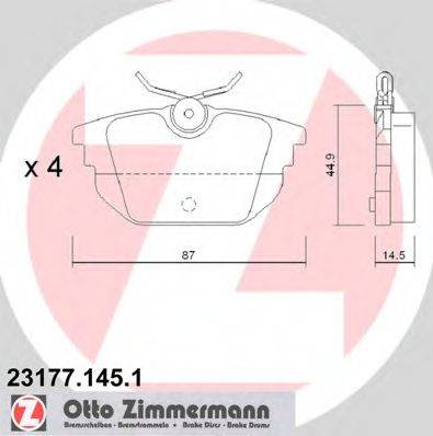 Комплект тормозных колодок, дисковый тормоз ZIMMERMANN 23177.145.1