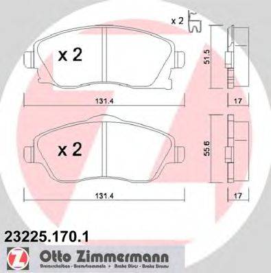 Комплект гальмівних колодок, дискове гальмо ZIMMERMANN 23225.170.1