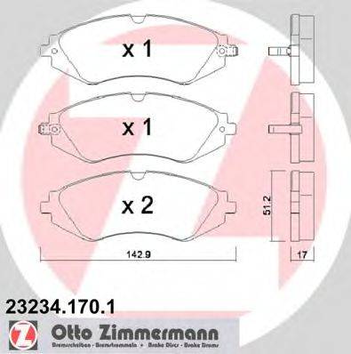 ZIMMERMANN 232341701 Комплект гальмівних колодок, дискове гальмо