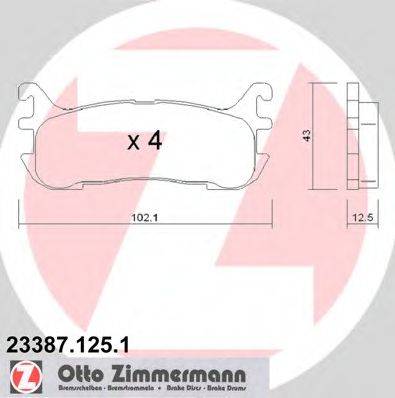 Комплект гальмівних колодок, дискове гальмо ZIMMERMANN 23387.125.1