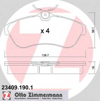 Комплект тормозных колодок, дисковый тормоз ZIMMERMANN 23409.190.1