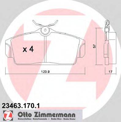 Комплект тормозных колодок, дисковый тормоз ZIMMERMANN 23463.170.1