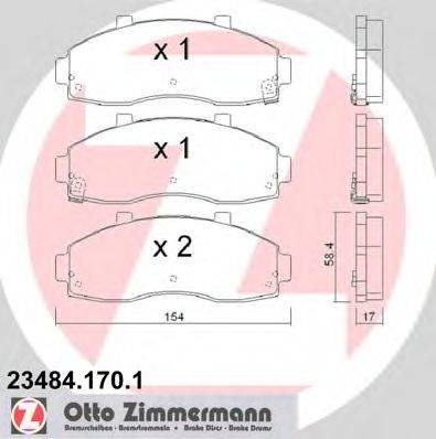 Комплект тормозных колодок, дисковый тормоз ZIMMERMANN 23484.170.1