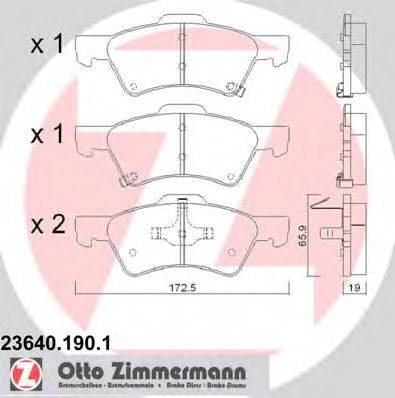 Комплект гальмівних колодок, дискове гальмо ZIMMERMANN 23640.190.1