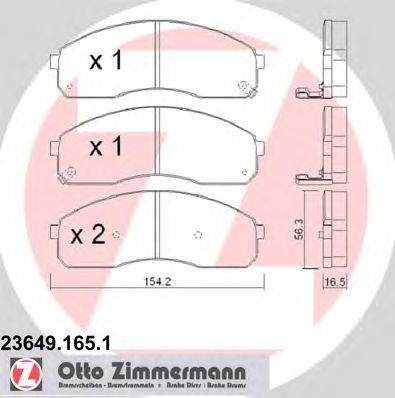 Комплект тормозных колодок, дисковый тормоз ZIMMERMANN 23649.165.1