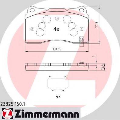 Комплект гальмівних колодок, дискове гальмо ZIMMERMANN 23325.160.1
