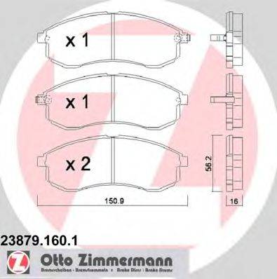 Комплект тормозных колодок, дисковый тормоз ZIMMERMANN 23879.160.1