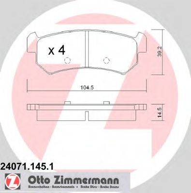 Комплект гальмівних колодок, дискове гальмо ZIMMERMANN 24071.145.1