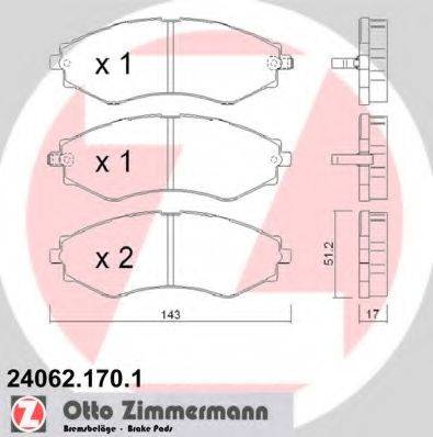 Комплект тормозных колодок, дисковый тормоз ZIMMERMANN 24062.170.1