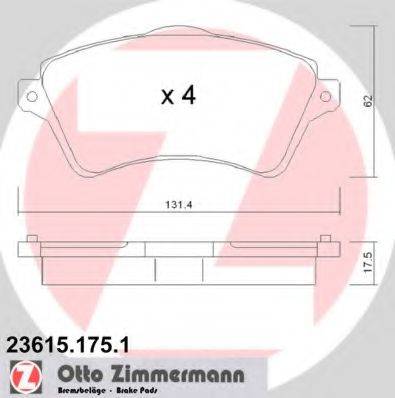Комплект гальмівних колодок, дискове гальмо ZIMMERMANN 23615.175.1