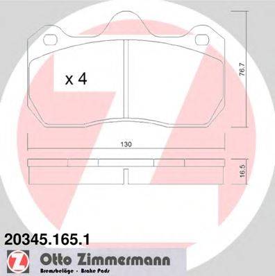 Комплект тормозных колодок, дисковый тормоз ZIMMERMANN 20345.165.1