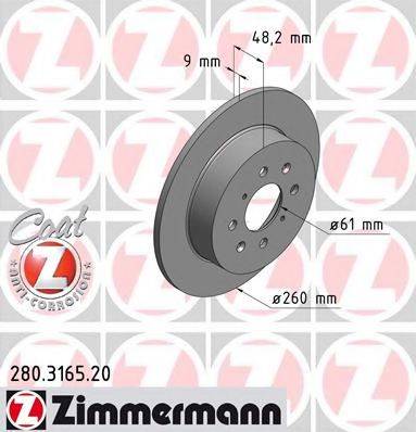 Тормозной диск ZIMMERMANN 280.3165.20