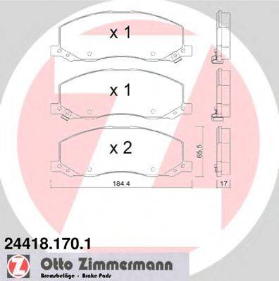 Комплект гальмівних колодок, дискове гальмо ZIMMERMANN 24418.170.1