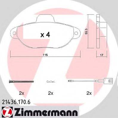 Комплект тормозных колодок, дисковый тормоз ZIMMERMANN 21436.170.6