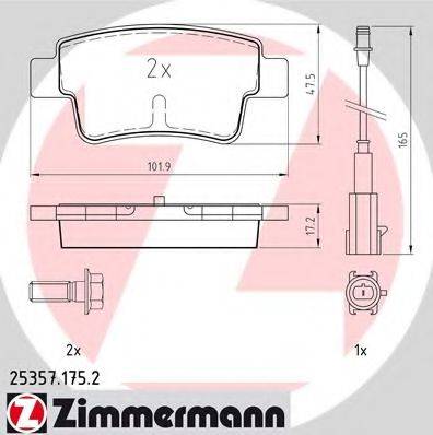 Комплект тормозных колодок, дисковый тормоз ZIMMERMANN 25357.175.2