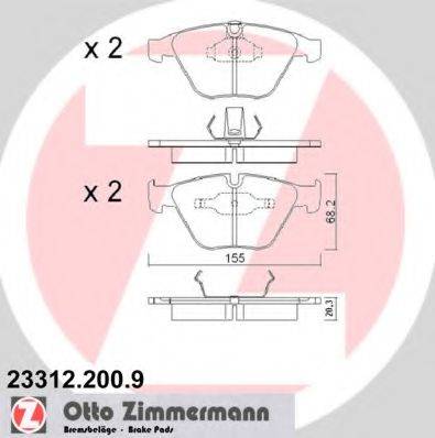 Комплект гальмівних колодок, дискове гальмо ZIMMERMANN 23312.200.9