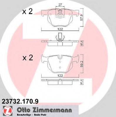 Комплект гальмівних колодок, дискове гальмо ZIMMERMANN 23732.170.9