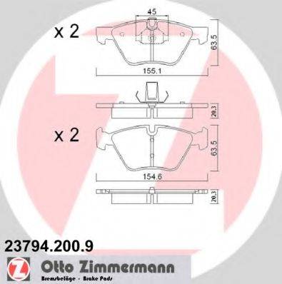 Комплект тормозных колодок, дисковый тормоз ZIMMERMANN 23794.200.9