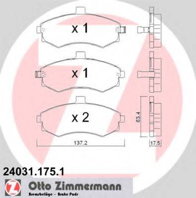 Комплект гальмівних колодок, дискове гальмо ZIMMERMANN 24031.175.1
